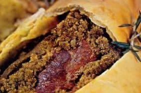 Lamb leg baked in pastry