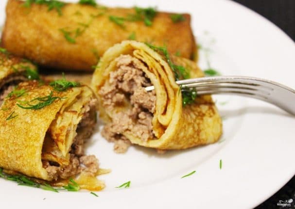 Бліны на кефіры з мясам