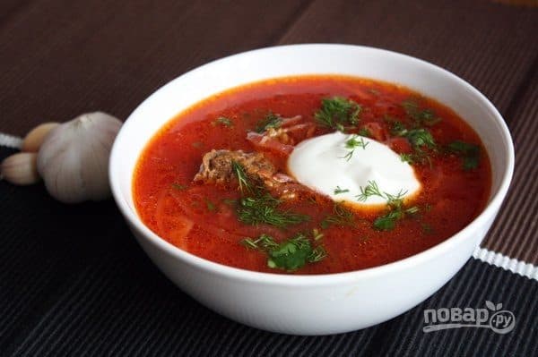 Борщ из вареной свеклы