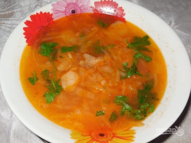 Borscht with beans and meat
