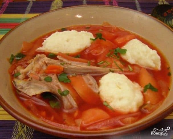 Борщ з галушками