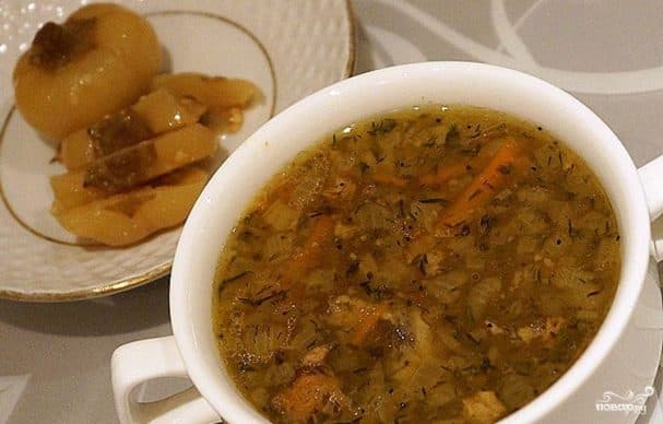 Борщ із тушковкою та гречкою