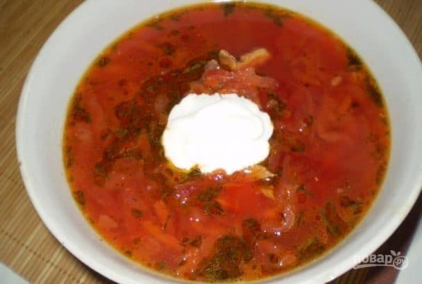 Borscht with beet and meat