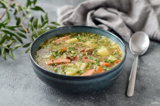 Lentil soup with sausage