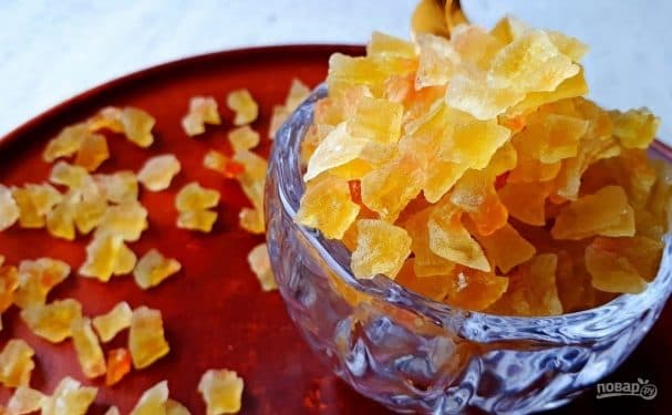 Watermelon rind candied fruit
