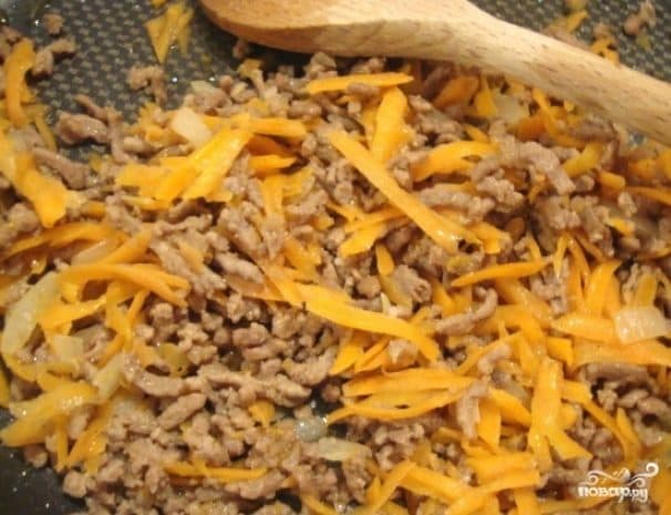 Carrot and minced meat filling