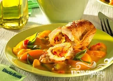 Фаршированная абрикосами курица