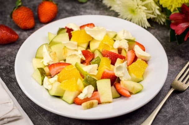 Fruit salad with soft cheese