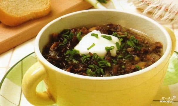 Mushroom soup with frozen honey mushrooms