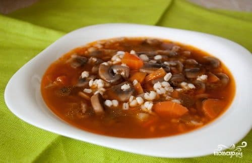 Грибний суп з перловою крупою