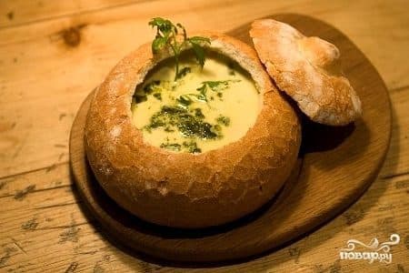 Mushroom soup in a pot