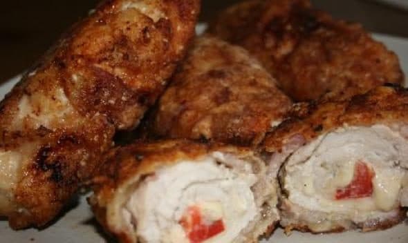 Хрусткія курыныя рулетыкі