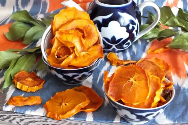 Persimmon in a dehydrator
