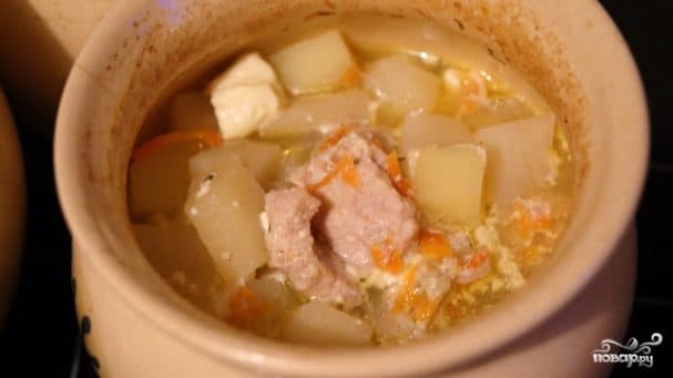 Turkey with potatoes in a pot