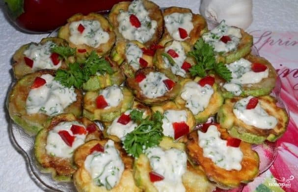 Fried zucchini with mayonnaise