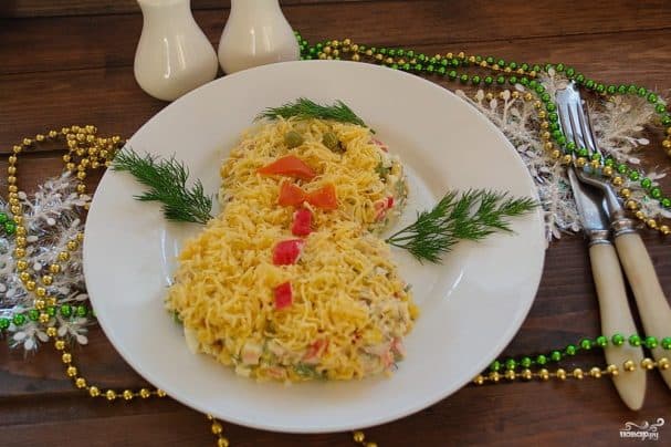 Squid salad with crab sticks