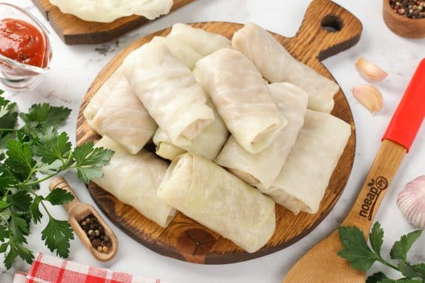 Cabbage for stuffed cabbage rolls in the microwave