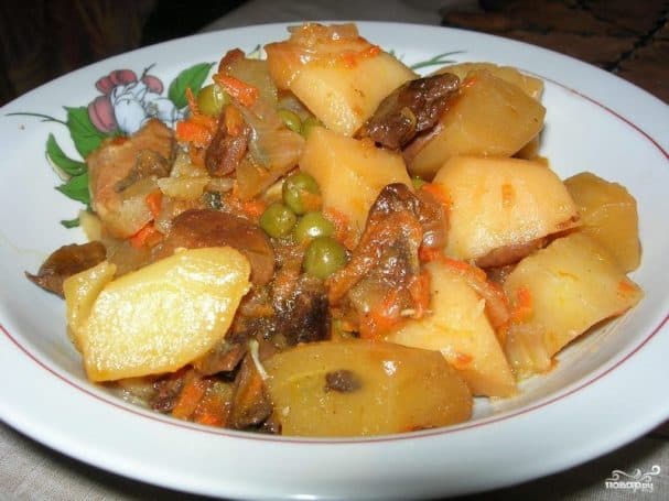 Картошка з мясам у мікравалновцы