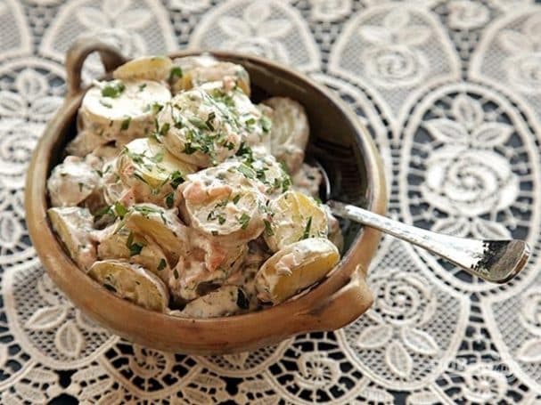 Potato salad with smoked fish