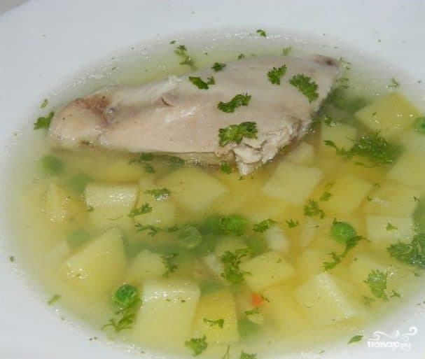 Potato soup on meat broth