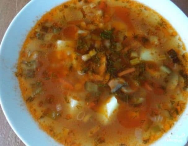 Potato soup with mushrooms