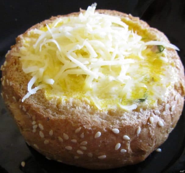 Potato soup in bread