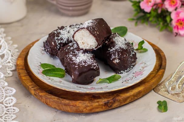 Какосавыя тварожныя сыркі ў шакаладзе