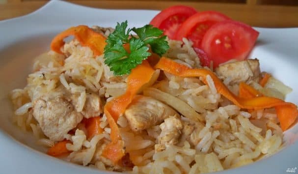 Курыца з рысам у мультаварцы