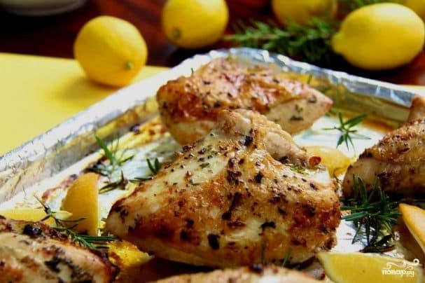 Chicken with rosemary in the oven