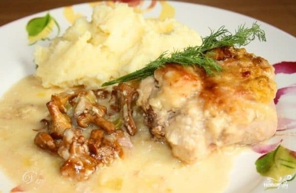 Chicken breast with chanterelles