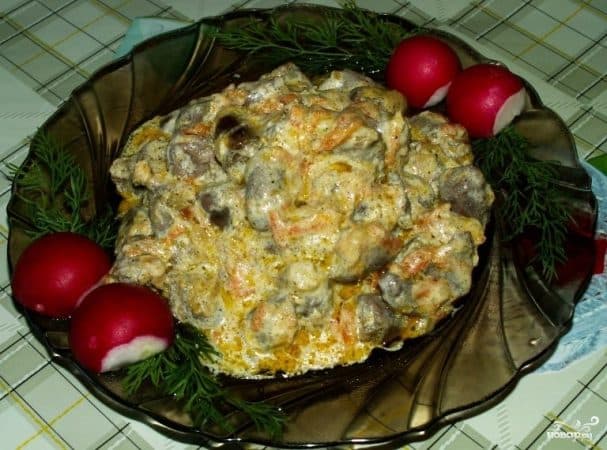 Курячі сердечка у вершковому соусі