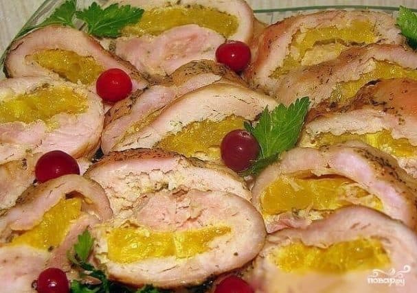 Курыная рулет з часнокам