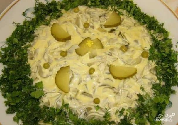 Chicken salad with pickled cucumbers