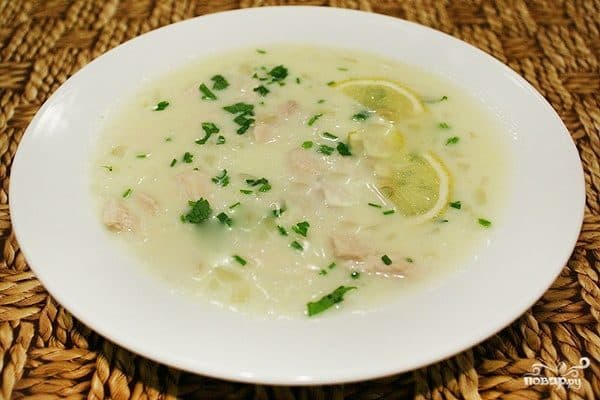 Курыны суп з лімонам