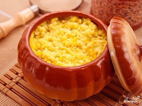 Milk porridge in a pot