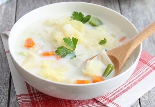 Milk soup with vegetables