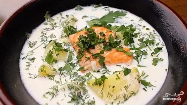 Milk soup with fish