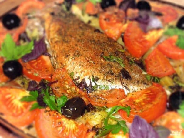 Baked sea bass