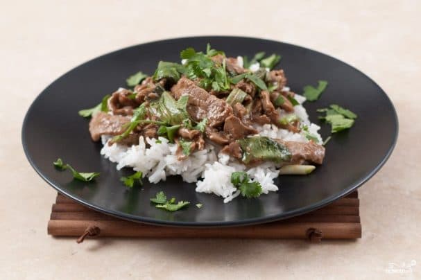 Meat with basil
