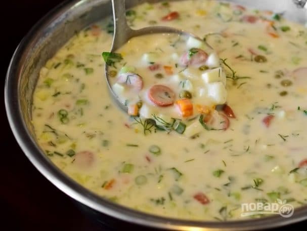 Classic okroshka with kefir