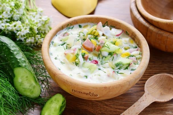 Окрошка с ветчиной