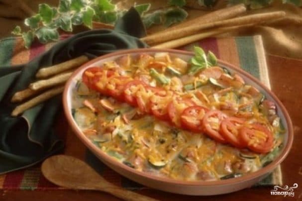 Vegetable casserole with minced meat