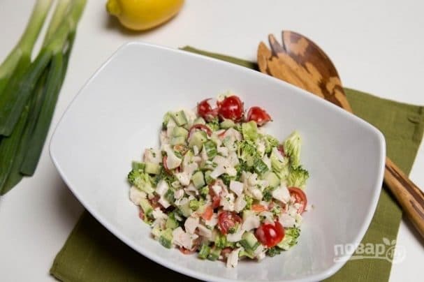 Vegetable salad with crab sticks