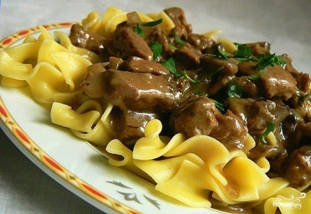 Liver Stroganoff-style