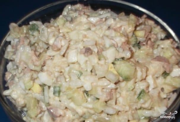 Cod liver with rice