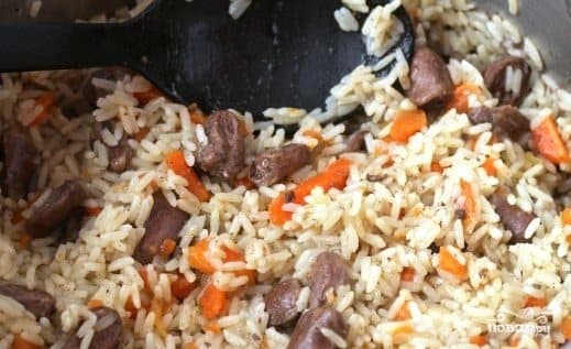 Плов з курынымі сэрцамі