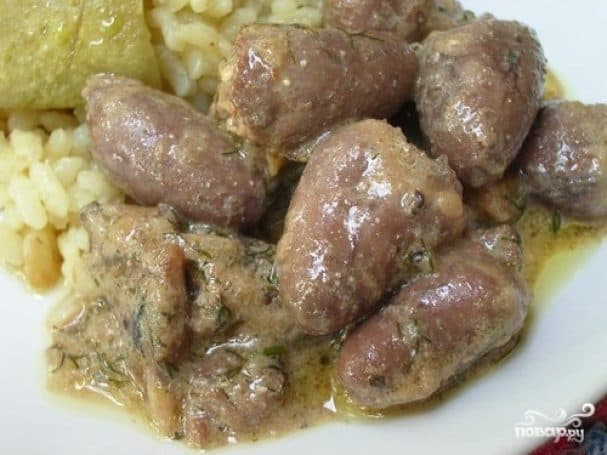 Chicken hearts gravy