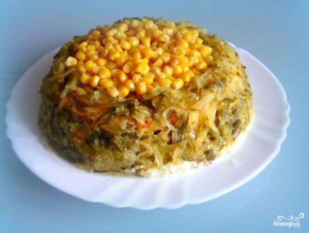 Vegan salad with fish