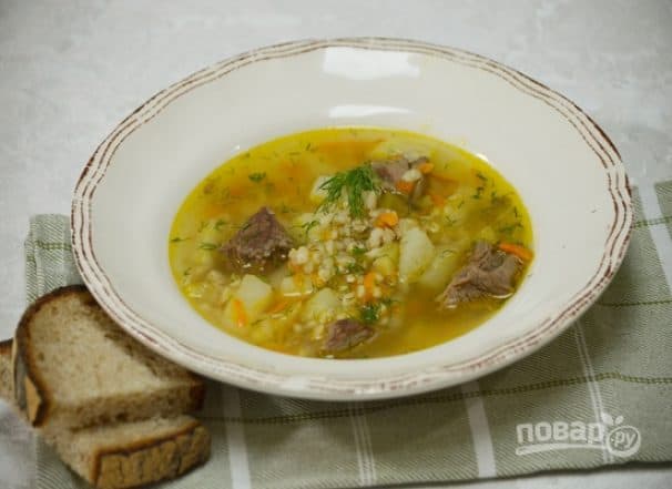 Класічны рассольнік з ячнымі крупамі