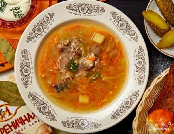 Розсолник з курячими сердечками